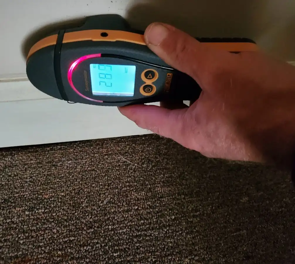 Moisture detection at baseboard during Burst Pipe Cleanup in North Platte